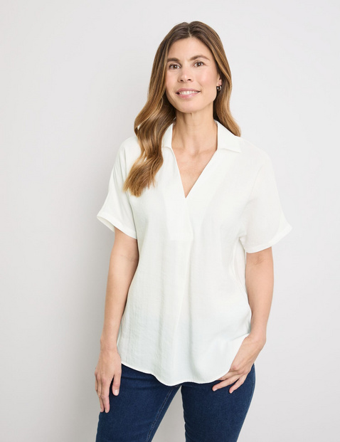 Fließendes Blusenshirt mit Quetschfalte