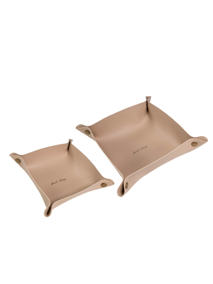 Intirilife 2x Taschenleerer Schmuck Schlüselablage Kunstleder in Beige günstig kaufen 2 Stück