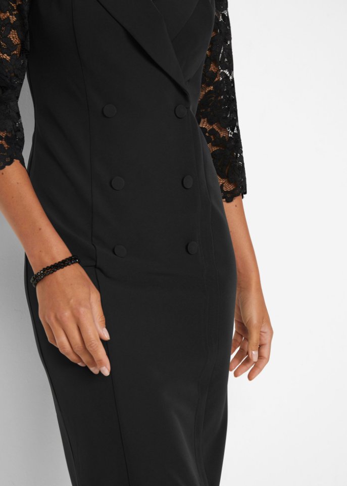 Blazer-Kleid mit Spitzenärmeln