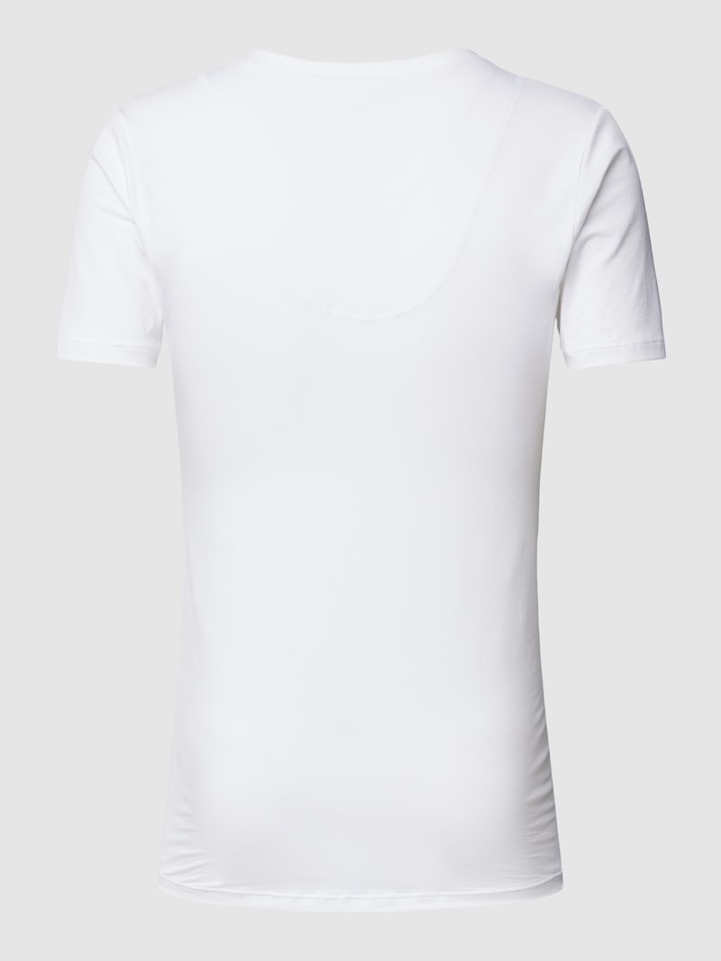 T-Shirt mit V-Ausschnitt Modell 'BUSINESS CLASS' in weiß