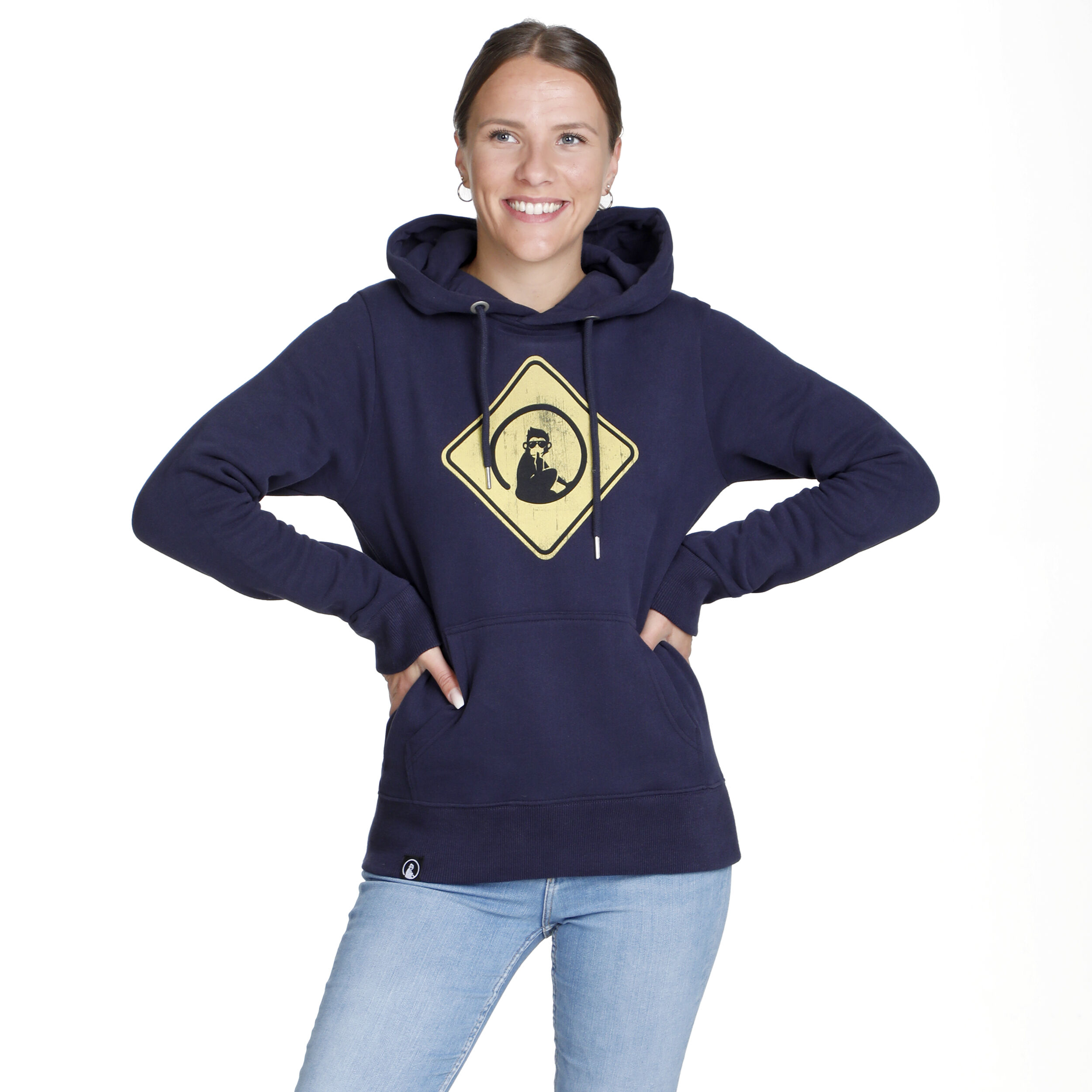 Australia Road Sign Hoody Damen - Dunkelblau, Gelb