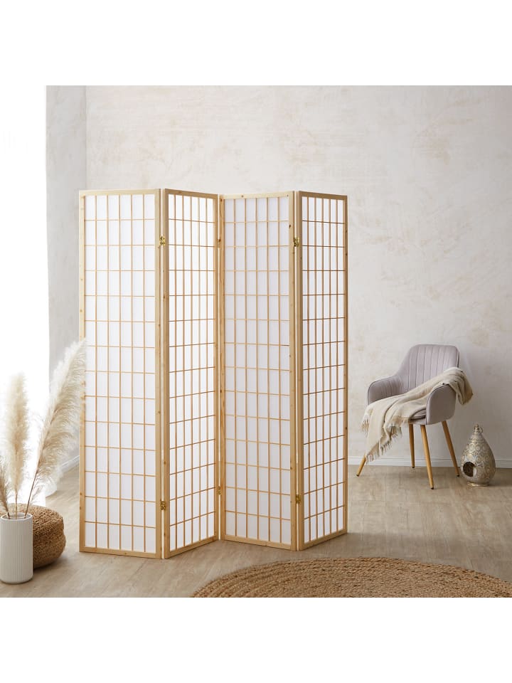 Homestyle4u 4-tlg. Paravent in Braun 176x175 günstig kaufen onesize