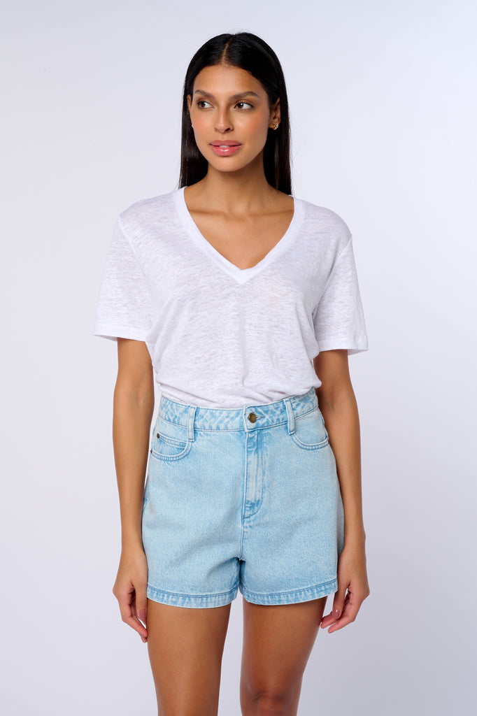 T-shirt V en lin Ima