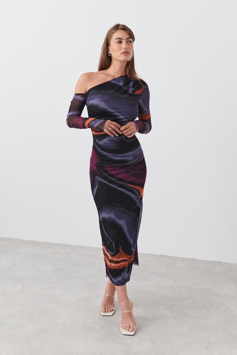 Asymmetric mesh dress
