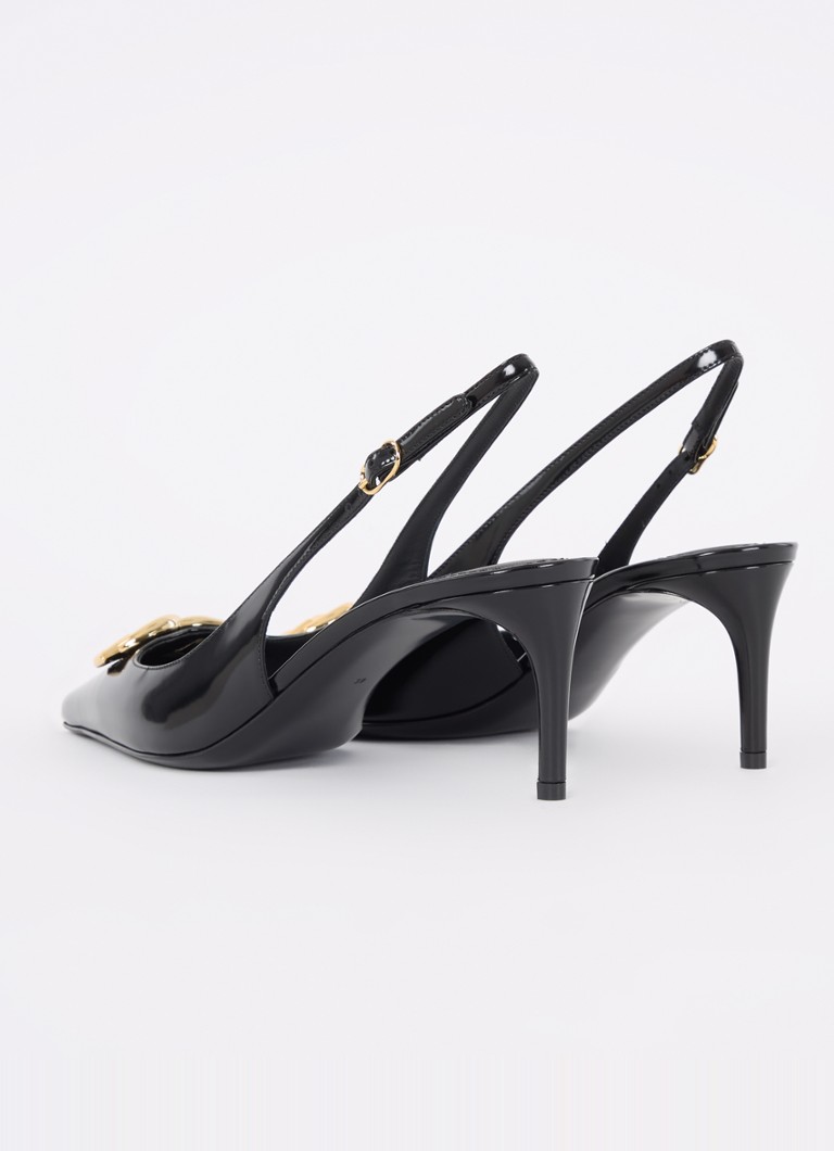Dolce & Gabbanan vasikannahkainen slingback-laukku, jossa lakattu viimeistely ja logo