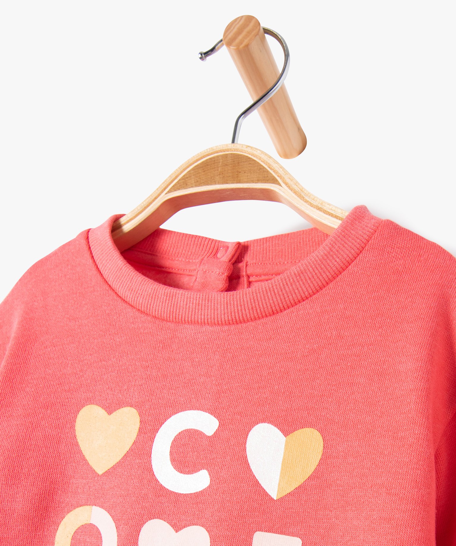 Sweat molletonné avec motifs et message bébé fille rose fonce | GEMO