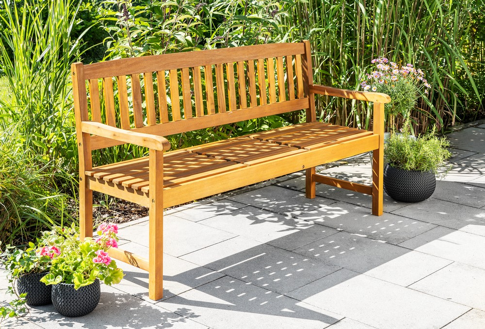 HC Garten & Freizeit Gartenbank mit hochklappbarem Tisch aus Akazienholz