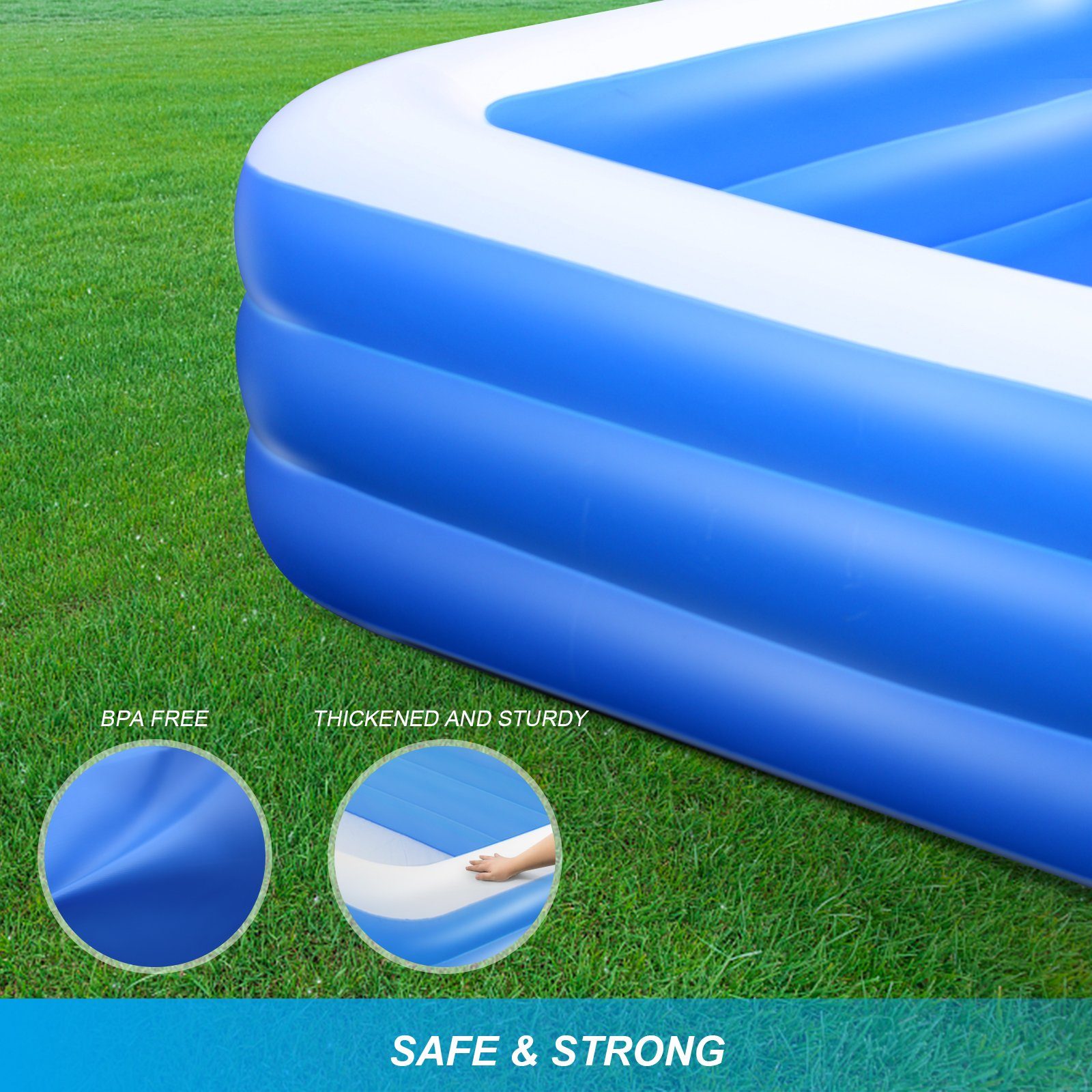 Gotoll Schwimmbecken GL109, Schwimmbäder 3x1.75x6M Rechteckpool Swimming Planschbecken Pool