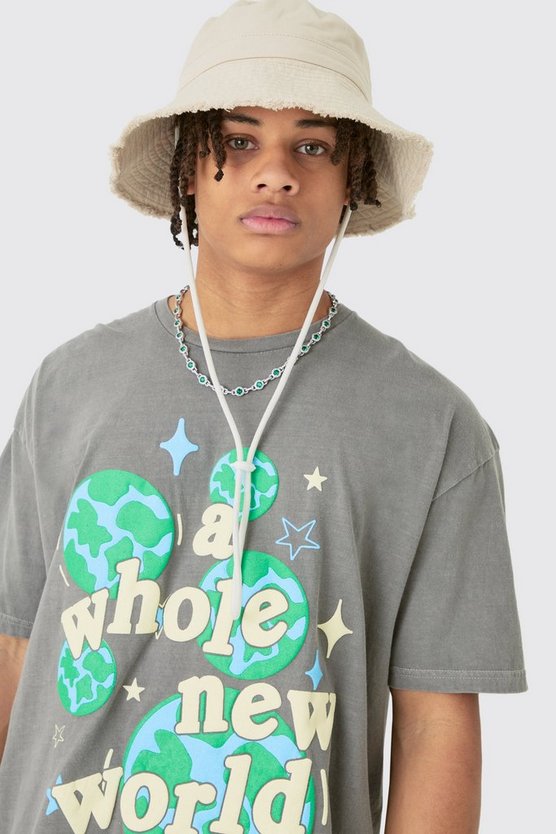 Oversize T-Shirt mit World-Print