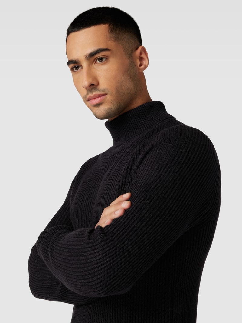 Rollkragenpullover mit Label-Detail Modell 'PANNEL' in schwarz