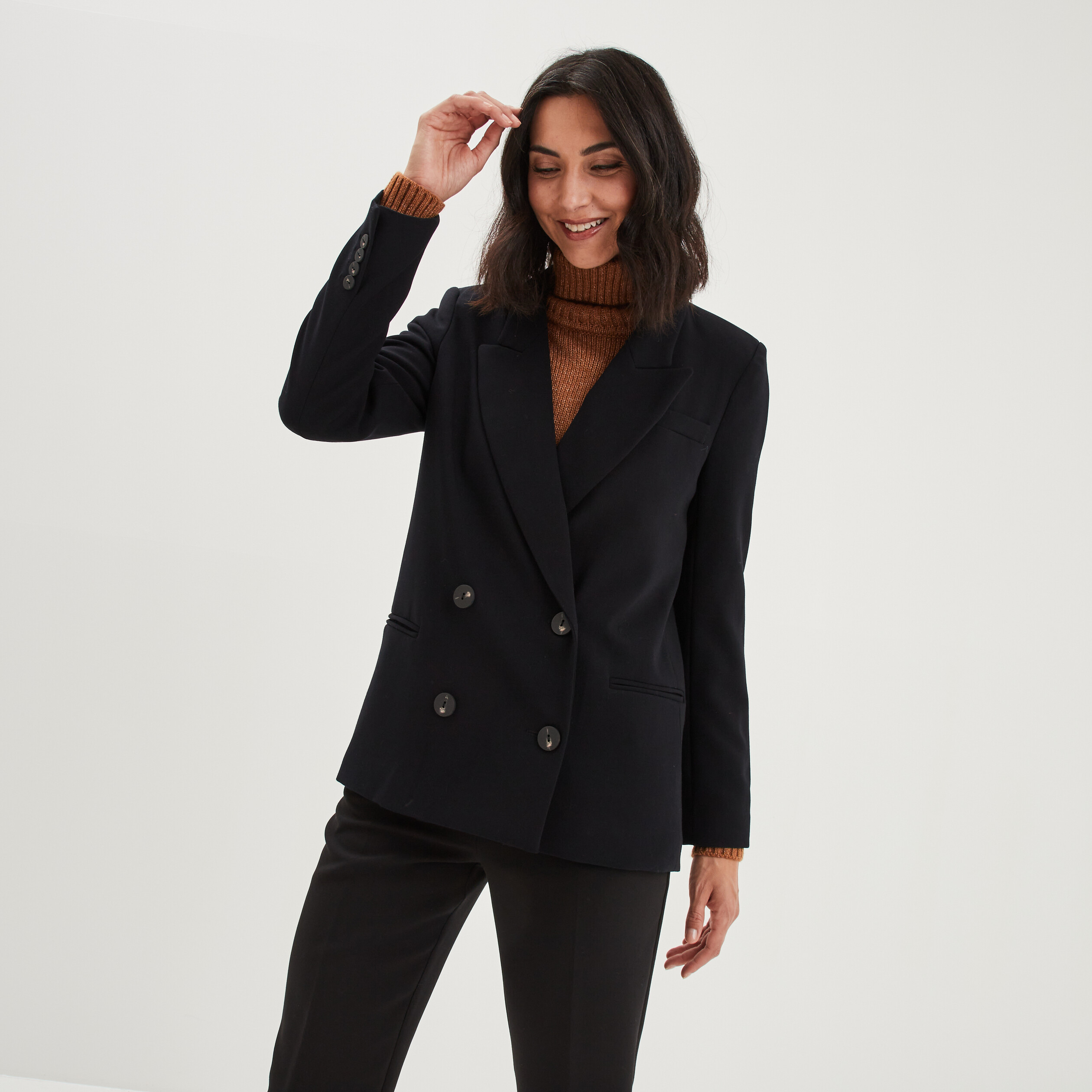 Veste blazer double boutonnage Liberto noir femme | La Halle