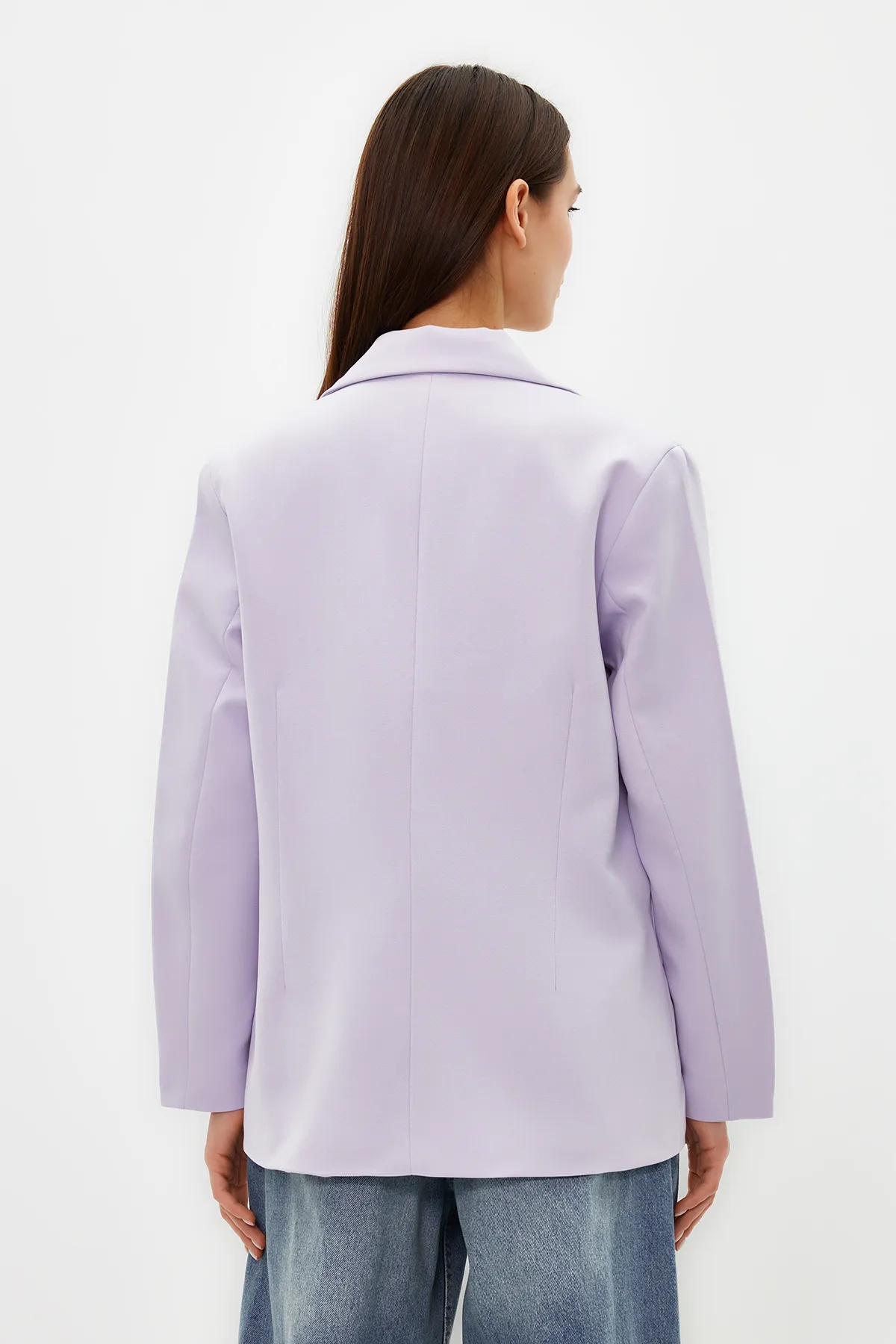 Trendyol Collection  Lilafarbener, übergroßer, gefütterter, gewebter Blazer TWOSS22CE0077