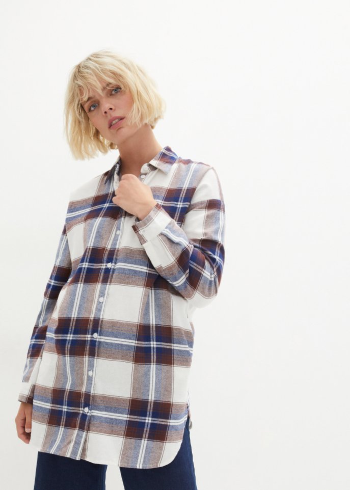 Long- Flanell- Hemdbluse, extra warm