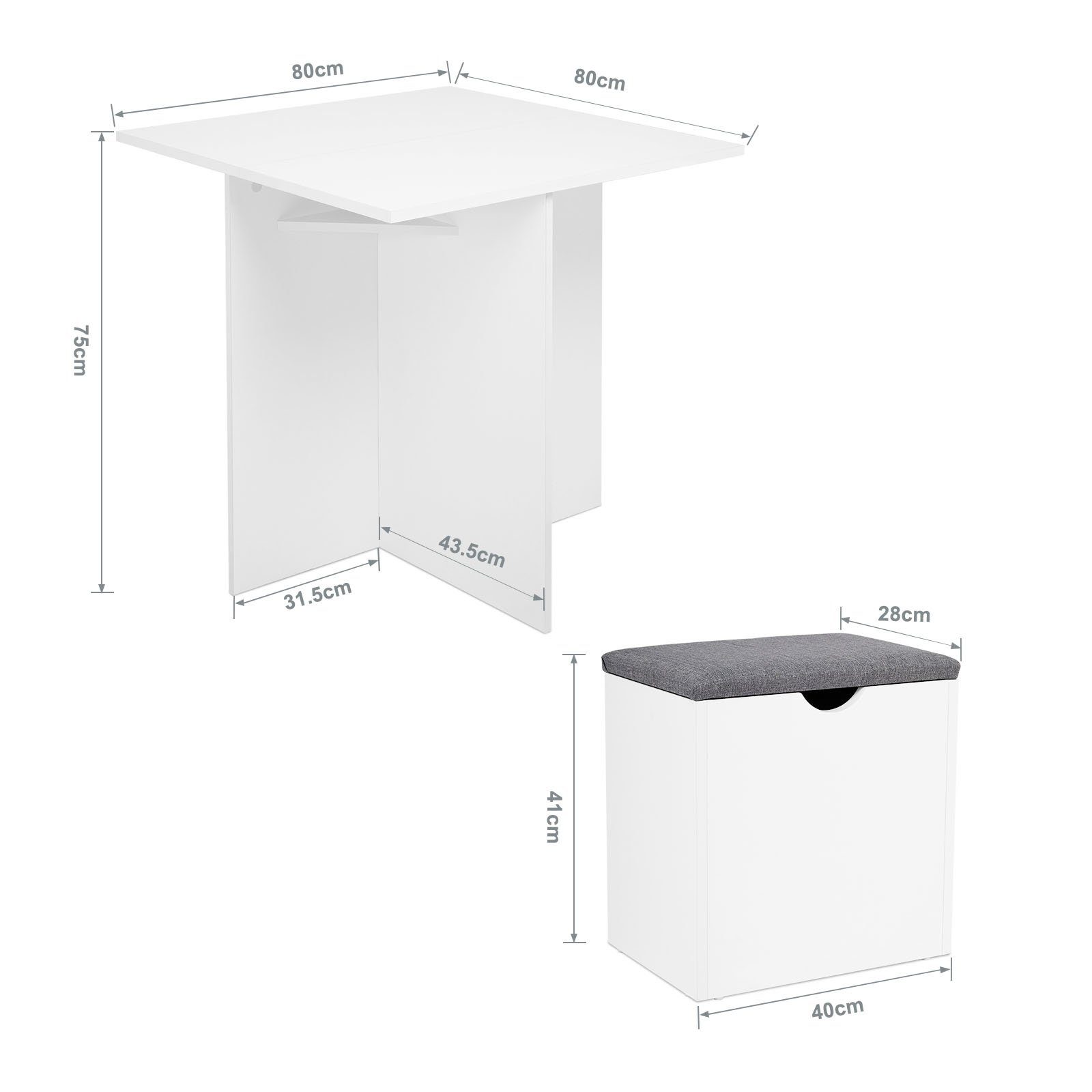 Mondeer Essgruppe (Set, 5-tlg), 4 Stühle und 1 Tisch,weiß
