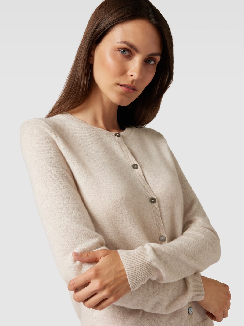 Strickjacke aus Kaschmir mit Knopfleiste in beige meliert