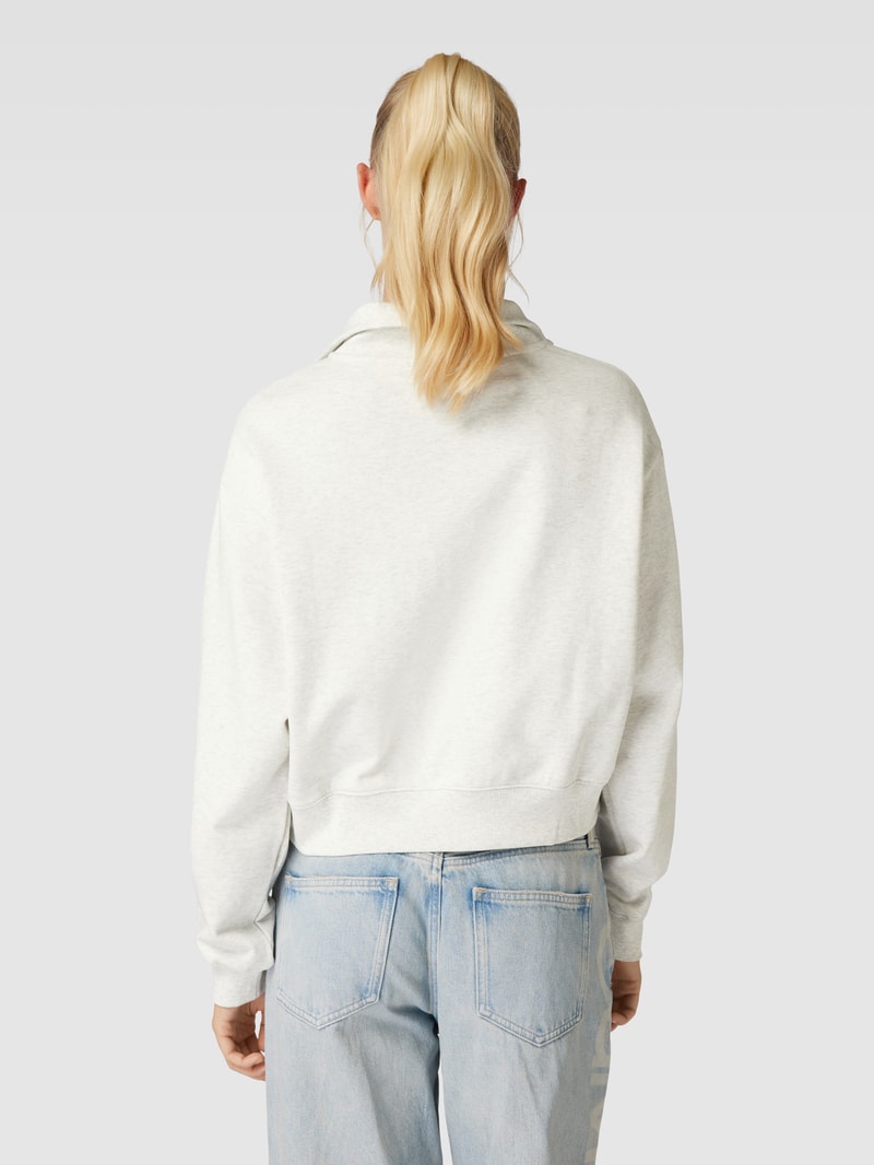 Sweatshirt mit Label-Stitching in mittelgrau meliert