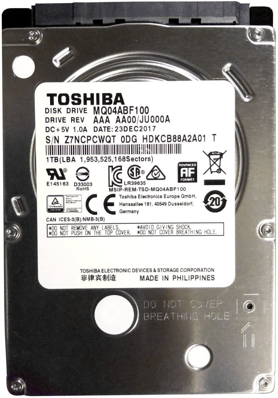 Toshiba MQ04ABF100 interne HDD-Festplatte (1000) 2,5