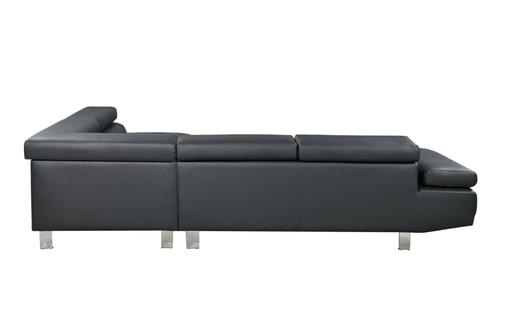Happy Home Happy Home Ecksofa mit verstellbare Kopf- und Arm-Funktionen HSP108-DGR dunkelgrau Lederoptik