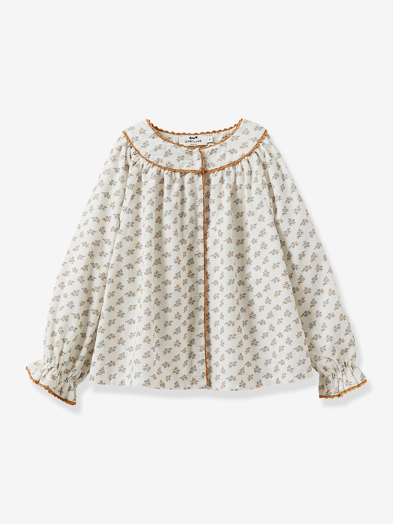 Cyrillus Mädchen Cordbluse CYRILLUS mit Print Kate - blau bedruckt