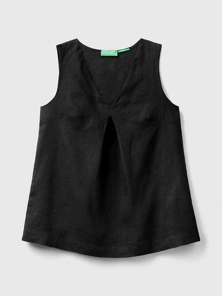 Benetton Leinen-Blusentop in Schwarz günstig kaufen