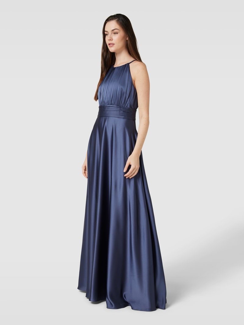 Abendkleid mit Plisseefalten in rauchblau
