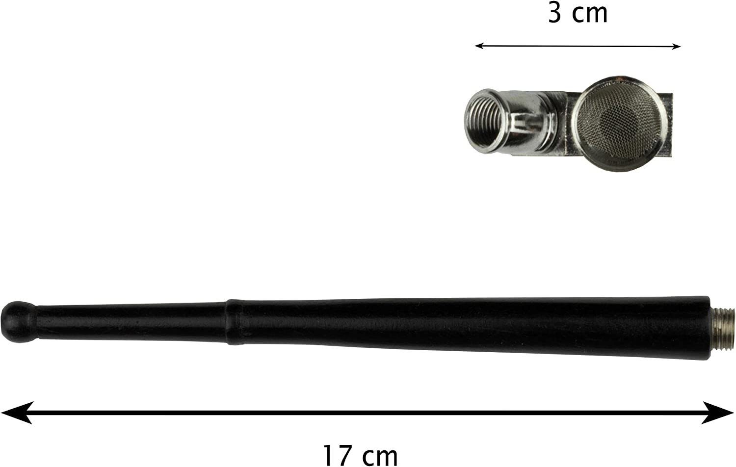 Weedness Handpfeife Holzpfeife Metall-Pfeife 19 cm in Schwarz Tabakpfeife Schraubpfeife