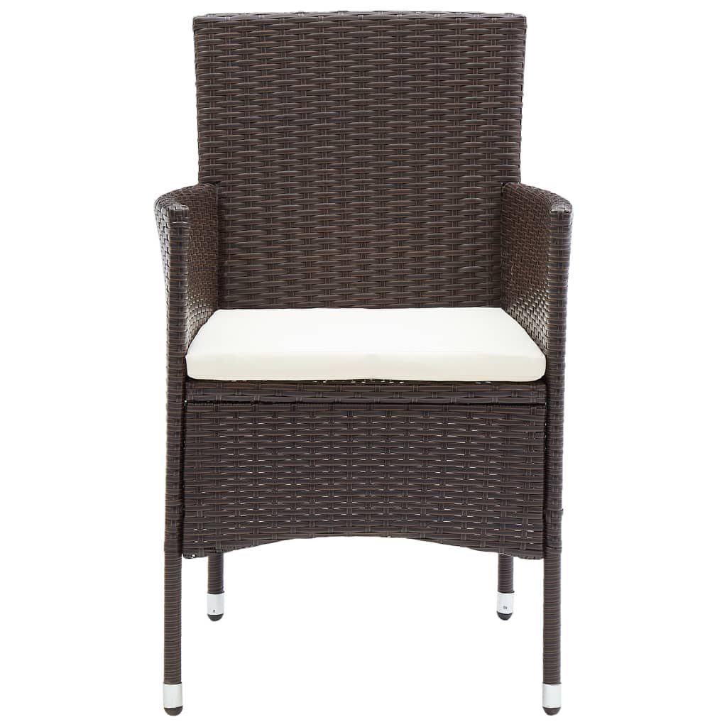 vidaXL Gartenstuhl Garten-Essstühle 2 Stk. Poly Rattan Braun (2 St)
