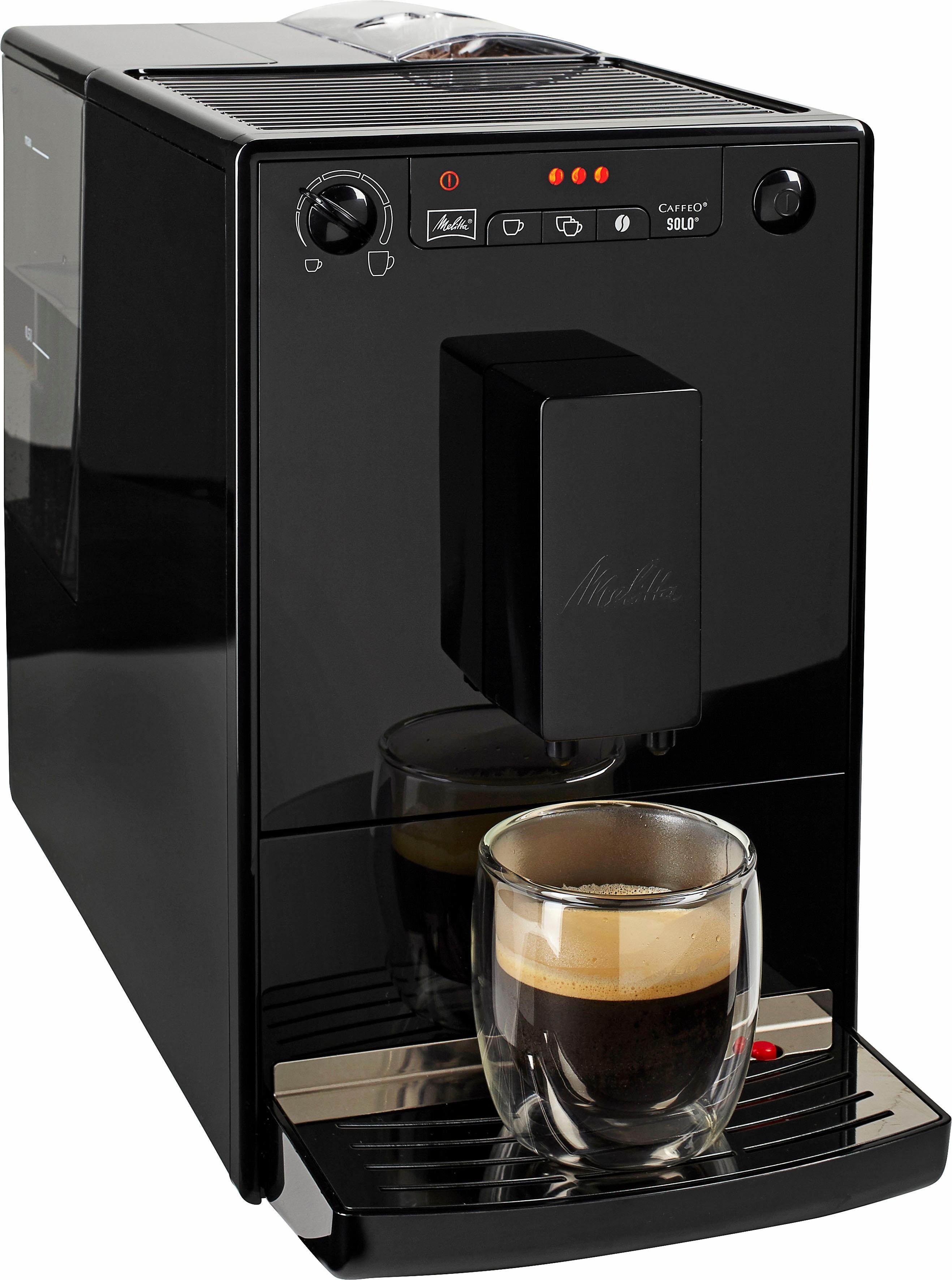 Melitta Kaffeevollautomat Solo® E950-322, pure black, aromatischer Kaffee & Espresso bei nur 20 cm Breite