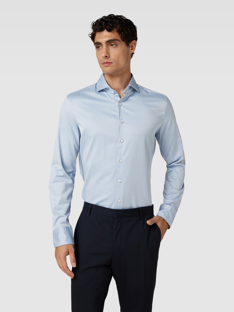 Slim Fit Premium Shirt mit Haifischkragen in bleu