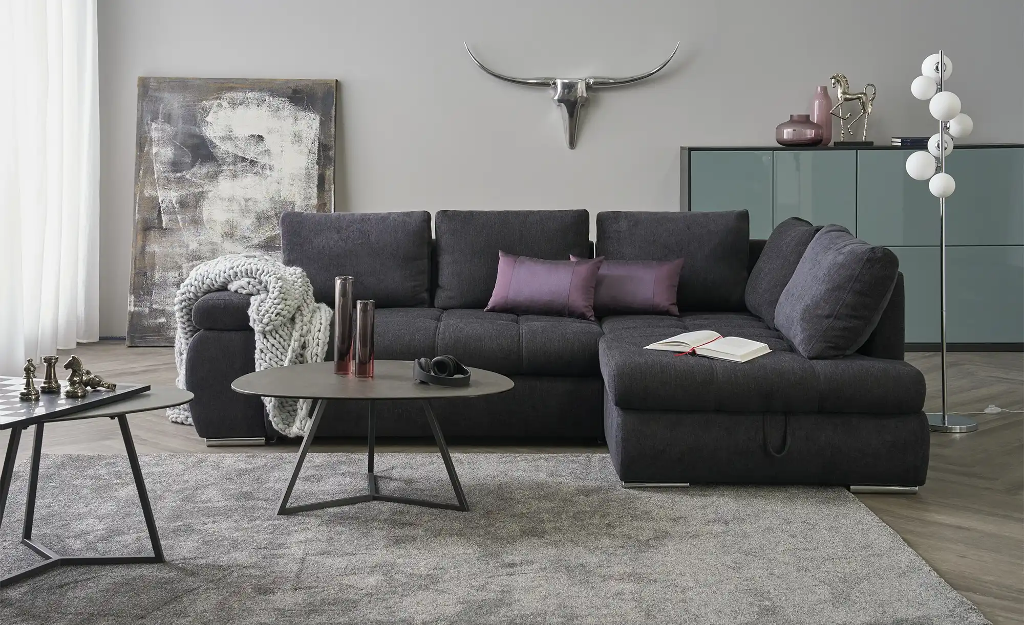 Twist Ecksofa aus Flachgewebe Sky