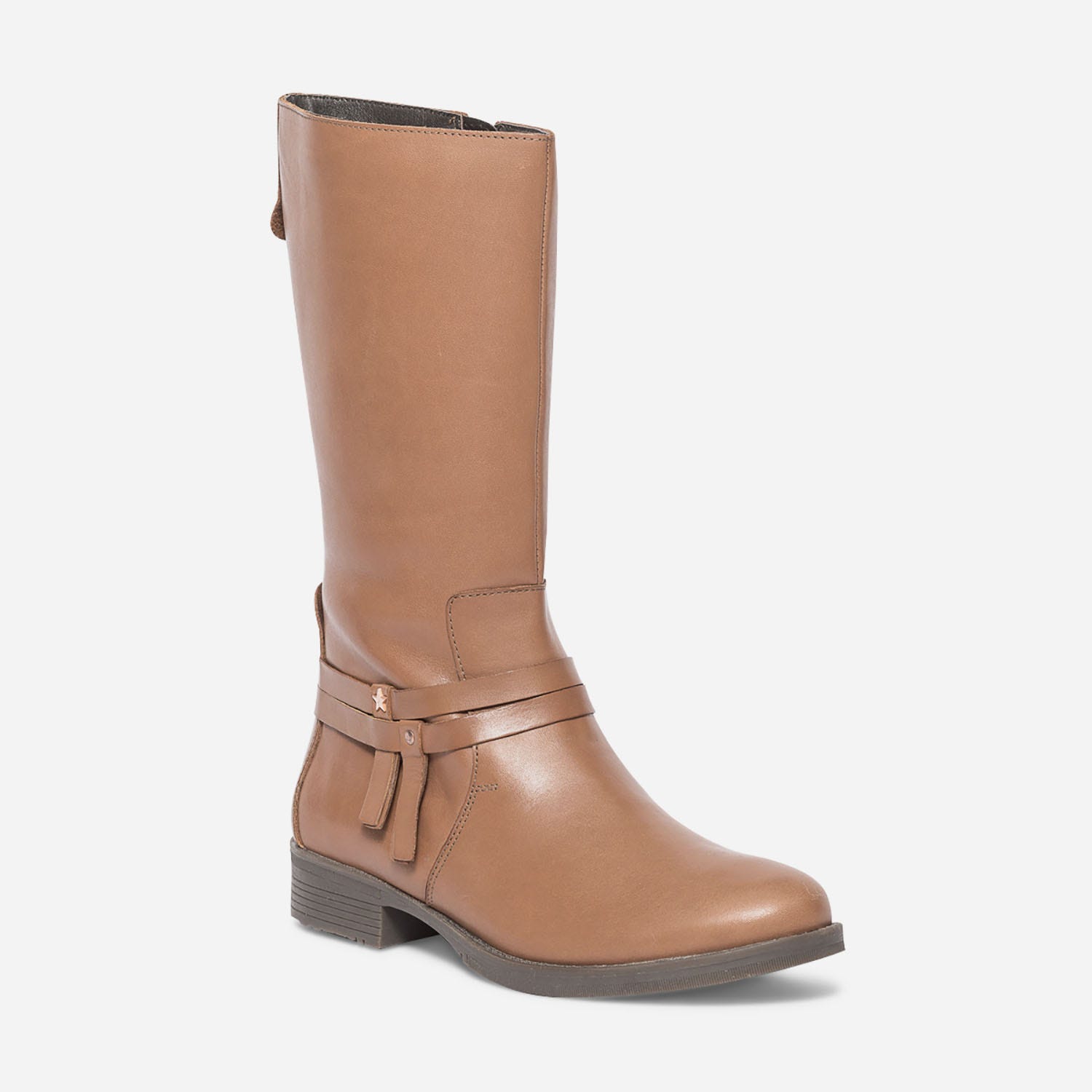 Botte camel en cuir à double bride