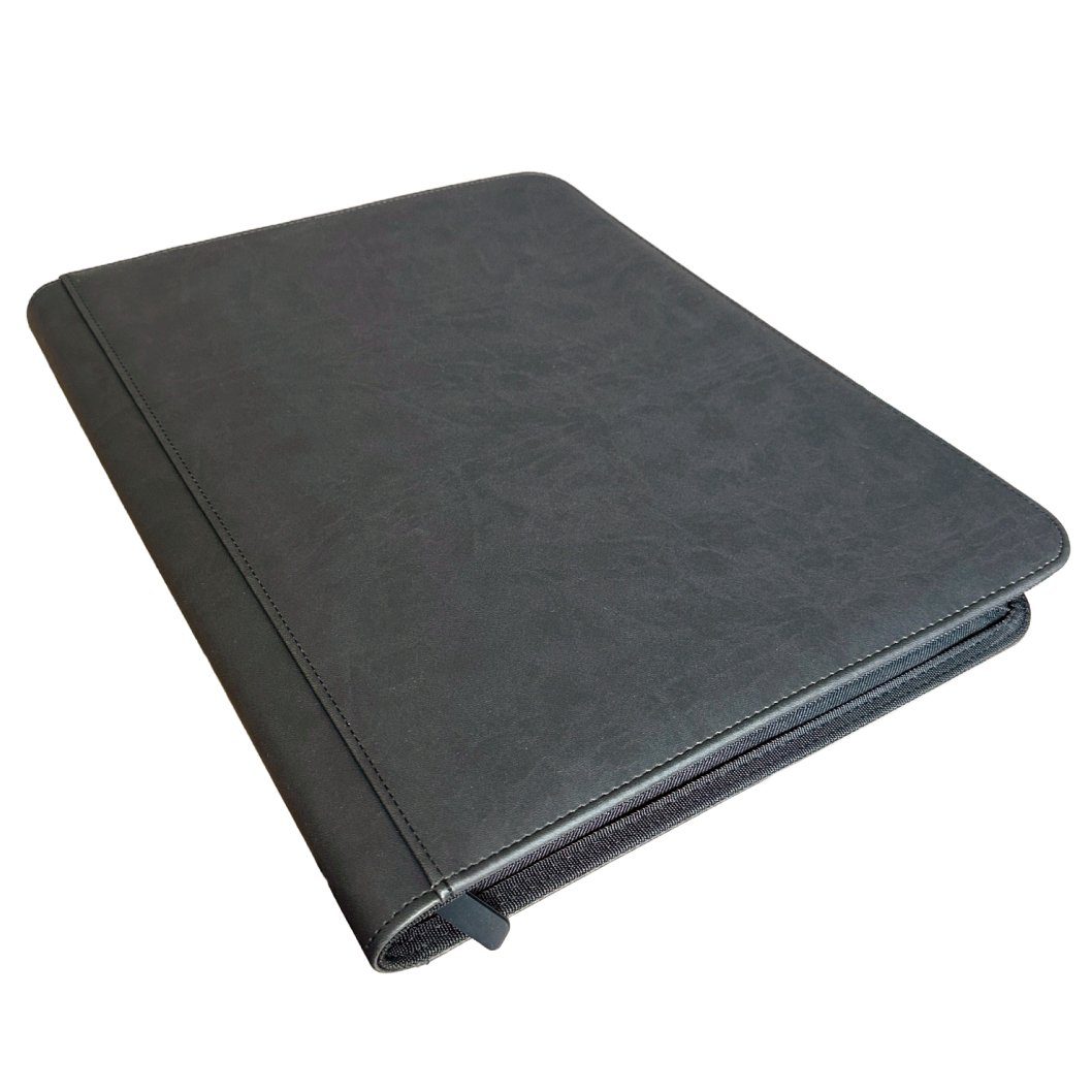 Johtomarket Sammelkoffer Schlichter Toploader Binder - 216 Sammelkarten auf 12 Seiten, Logofrei, Reißverschluss, gepolstert, schwarz, 12 Fächer, 216 Sammelkarten