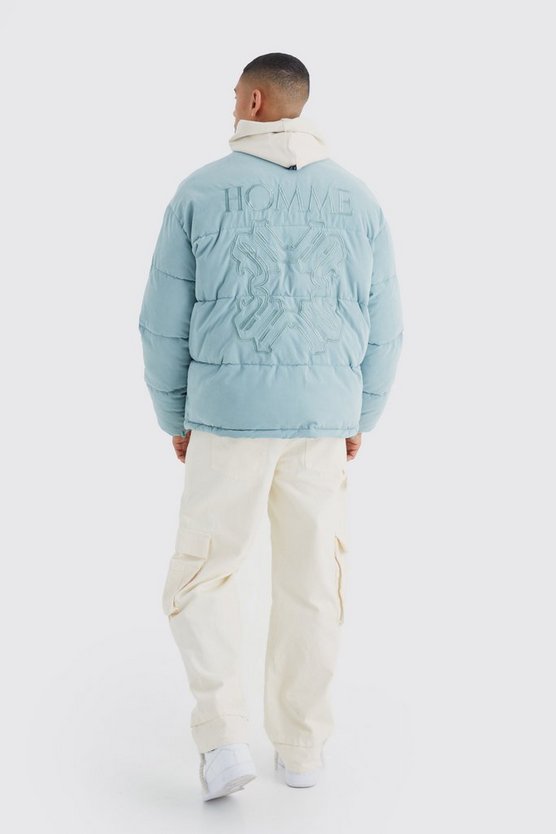 Bestickte Oversize Nylon-Steppjacke