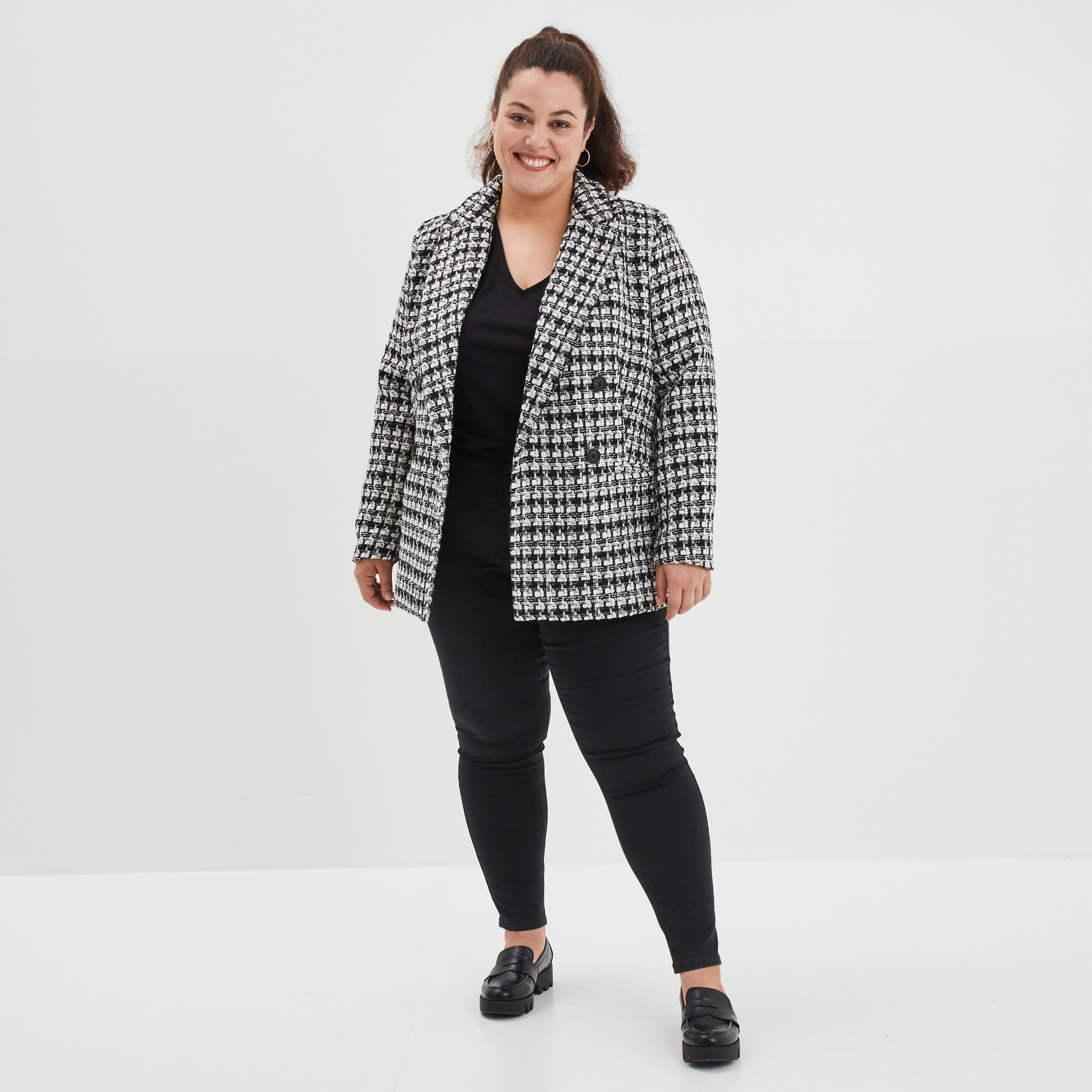 Veste blazer double boutonnage ecru femme grande taille | La Halle