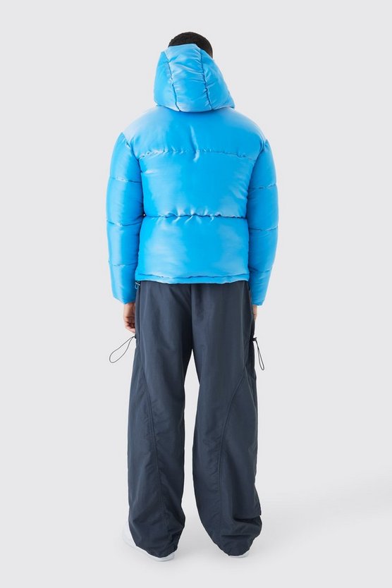 Nylon Steppjacke in Metallic-Optik
