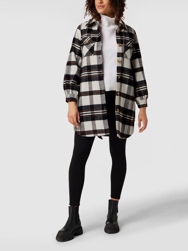 Umstands-Hemdjacke mit Taillengürtel in schwarz