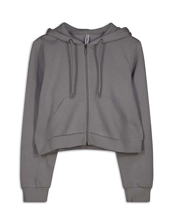 Cropped Sweatjacke - einfarbig