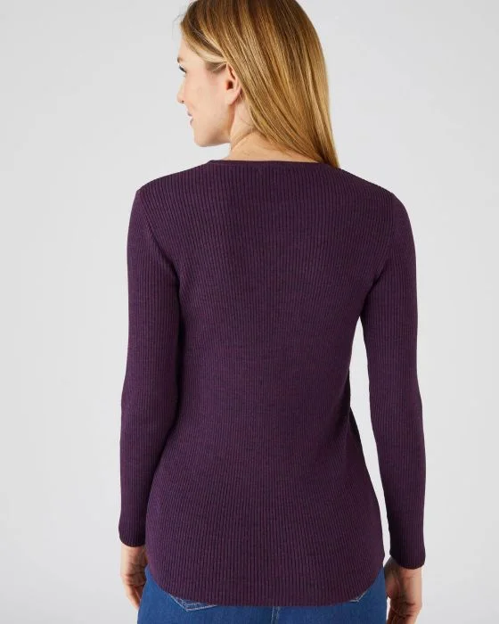 Pull col rond 50% laine mérinos, uni et rayé