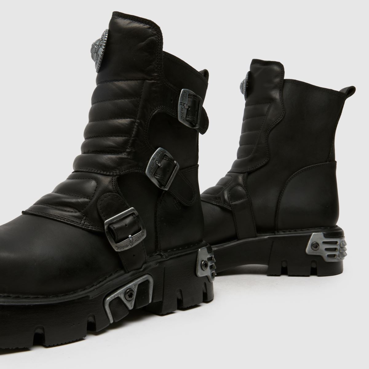 NEW ROCK – Svarta vadderade bikerboots