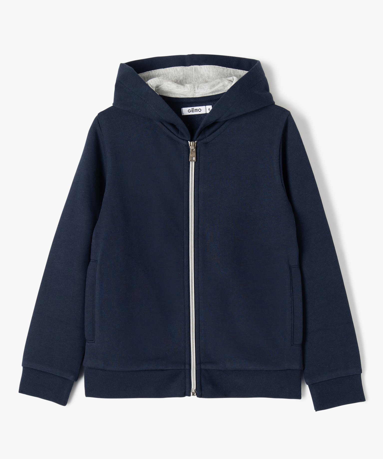 Sweat zippé à capuche intérieur molletonné fille marine | GEMO