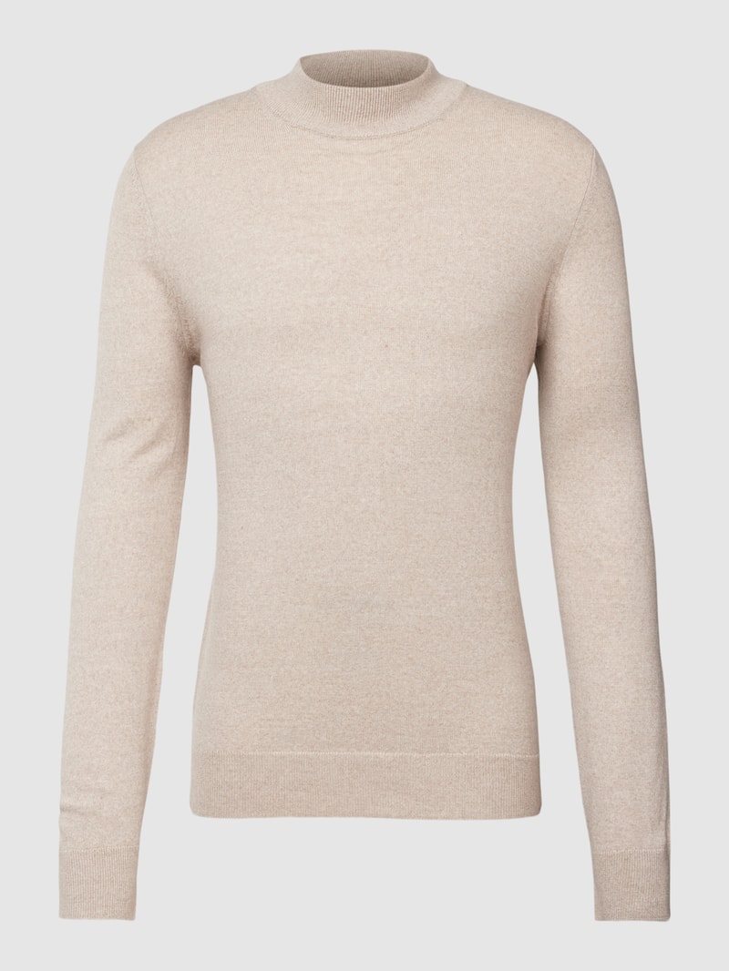 Strickpullover mit Rollkragen in sand meliert