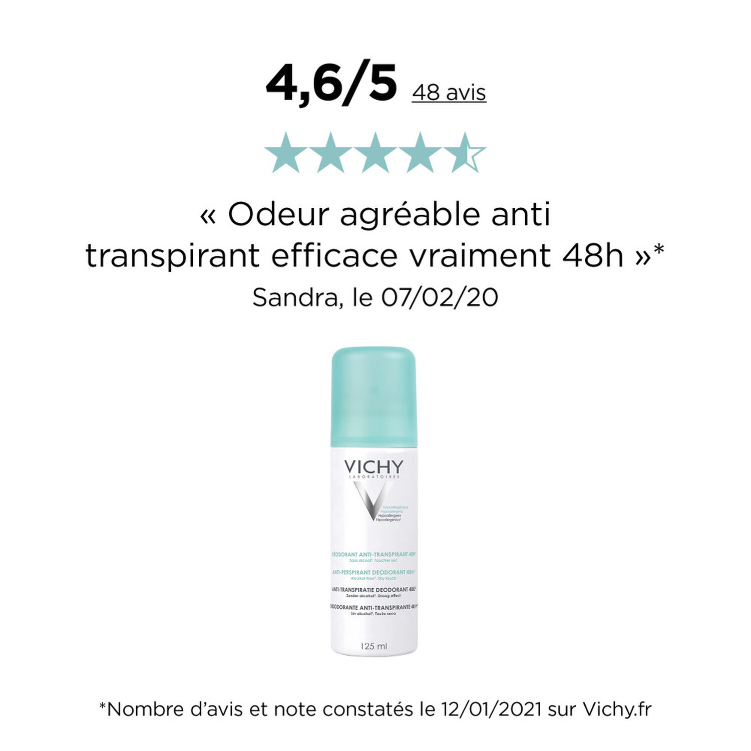 Vichy Anti-Transpirant 48H Aérosol Déodorant 2x125 ml