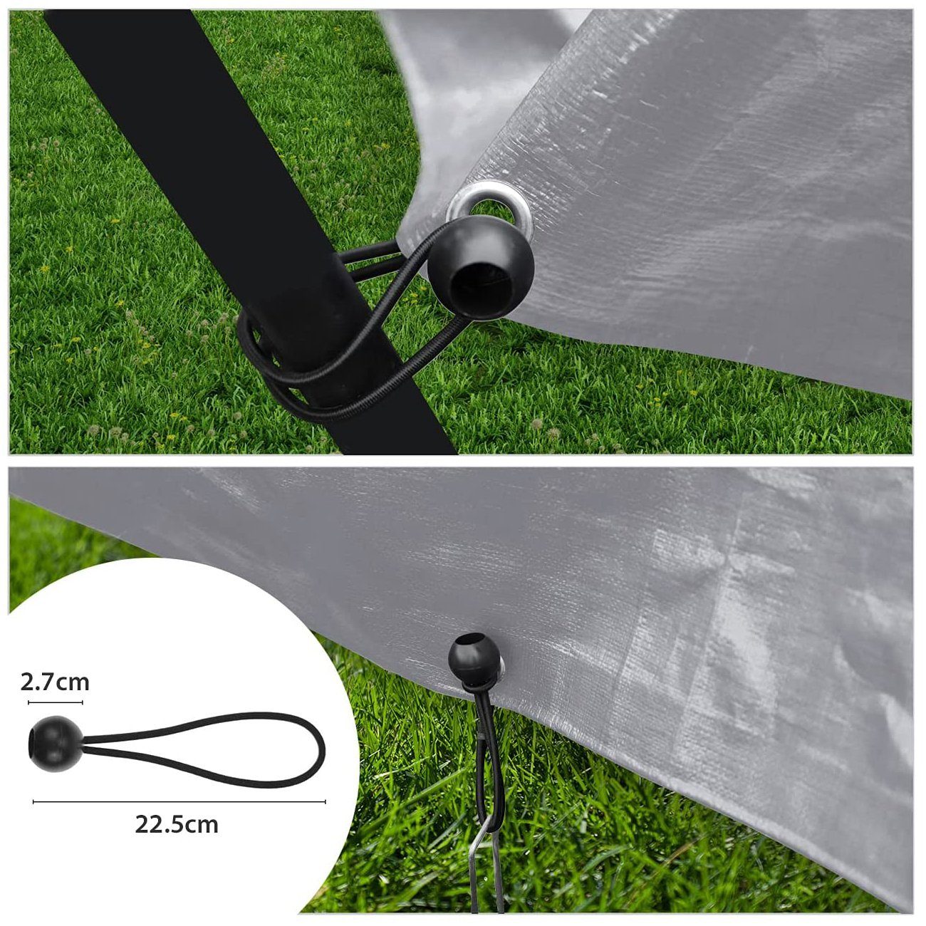 Sekey Schutzplane Abdeckplane 200g/m² Abdeckhaube Gartenmöbel mit Ösen, Gummispanner, Gewebeplane, LKW Plane, Bootsplane, Poolabdeckung, für Camping, Garten