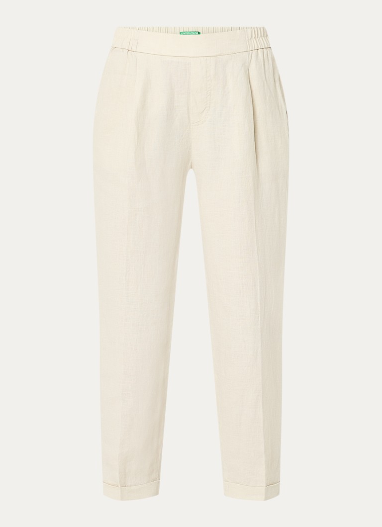 Pantaloni scurți din in Benetton, cu talie înaltă și croială mulată.