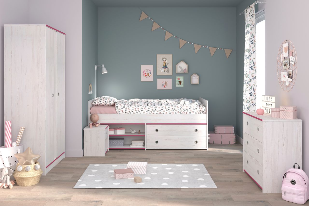 Parisot Kinderzimmer, 4-tlg., Smoozy 21 - Kanten drehbar - Pink oder Blau