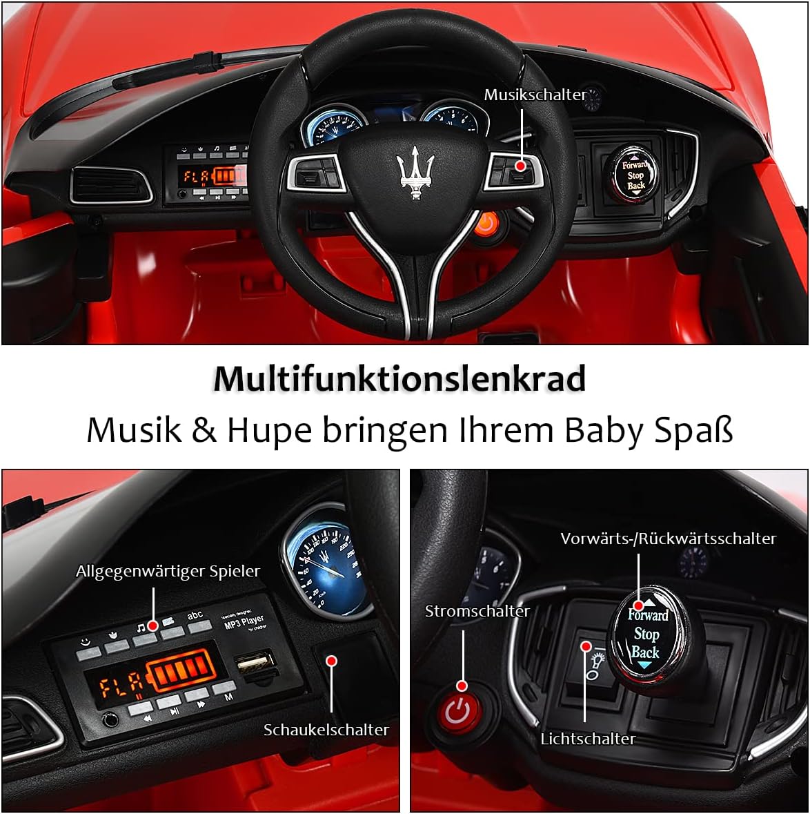 Costway 12V Maserati Kinderauto mit 2,4G-Fernbedienung