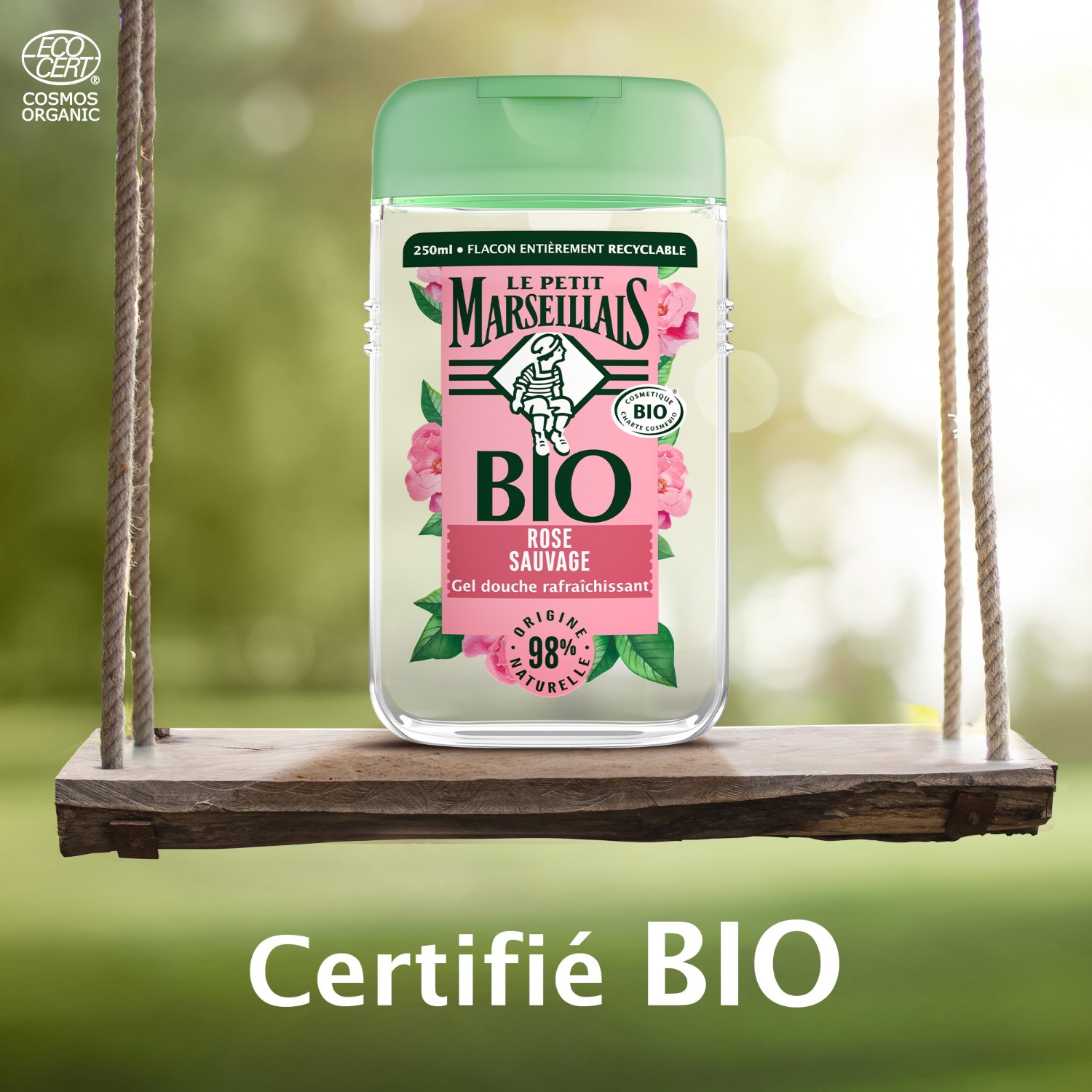 Gel de ducha hidratante orgánico Le Petit Marseillais[[,]] con pH neutro[[,]]Rosa silvestre[[,]]