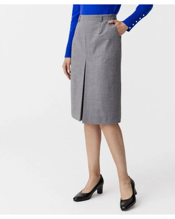 Jupe pli creux, lainage aspect flanelle