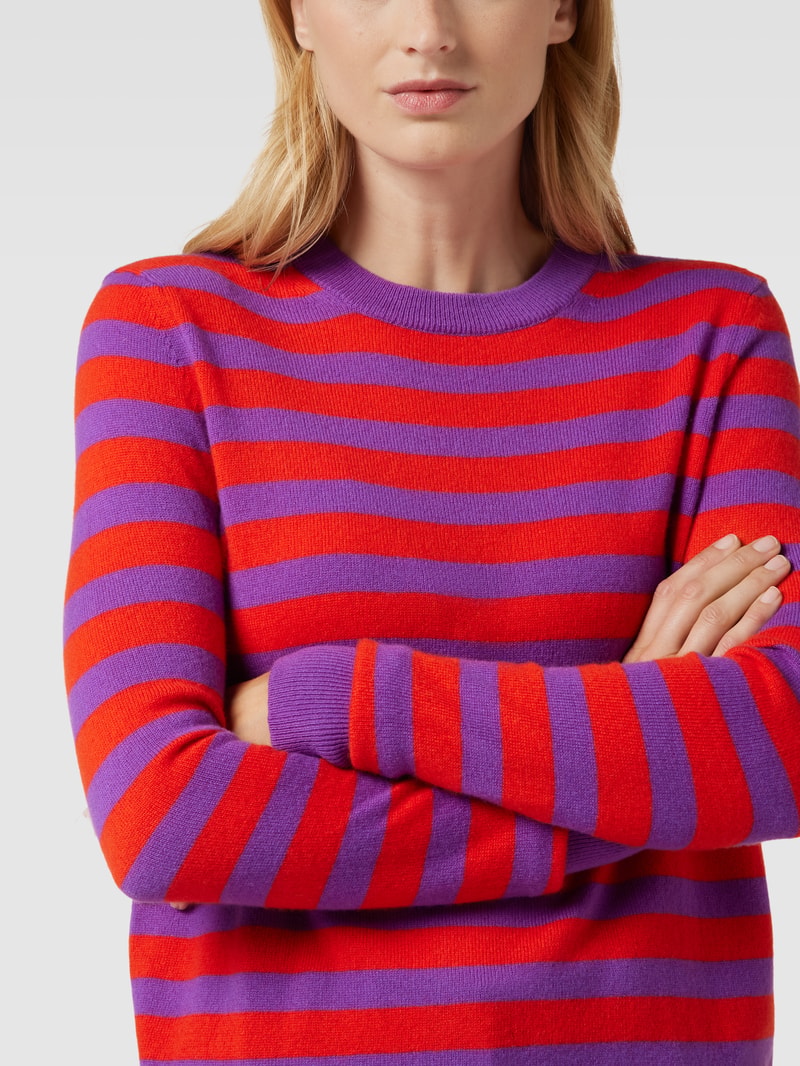 Strickpullover aus Kaschmir mit Streifenmuster in violett