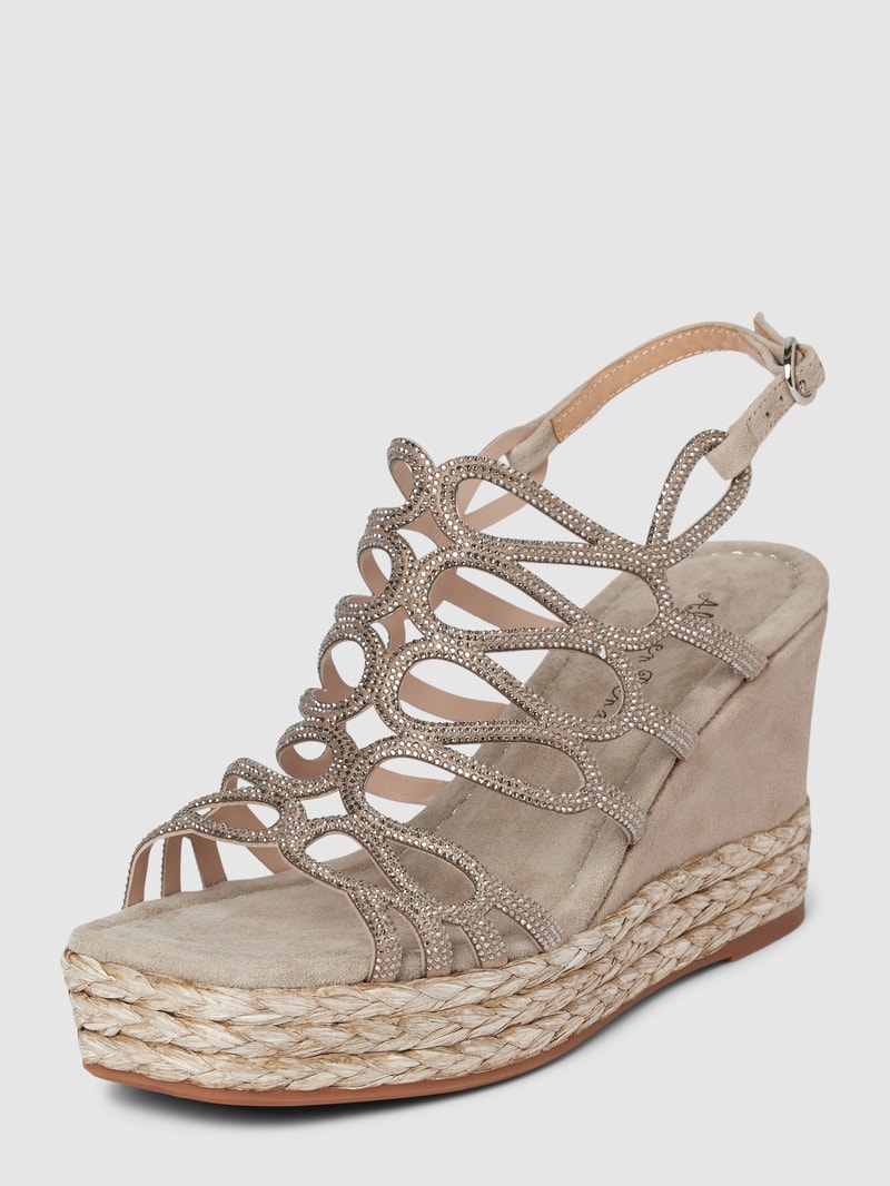 Wedges mit Strasssteinbesatz in taupe